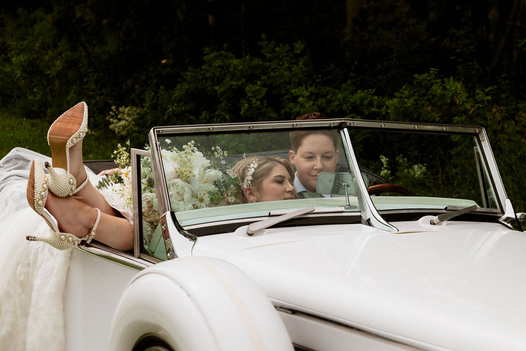 Featured Wedding: Pearls, Puns, and a Vintage Mercedes — Megan & Braelyn in Edmonton