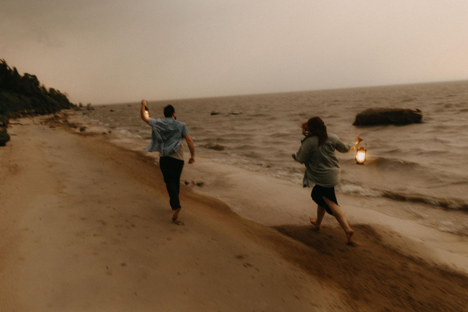 Lantern Run on a Stormy Beach