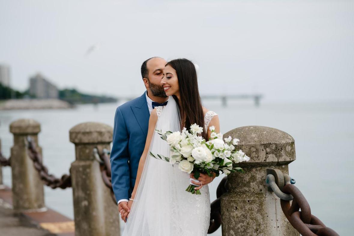Bride and Groom on pier in GTA
