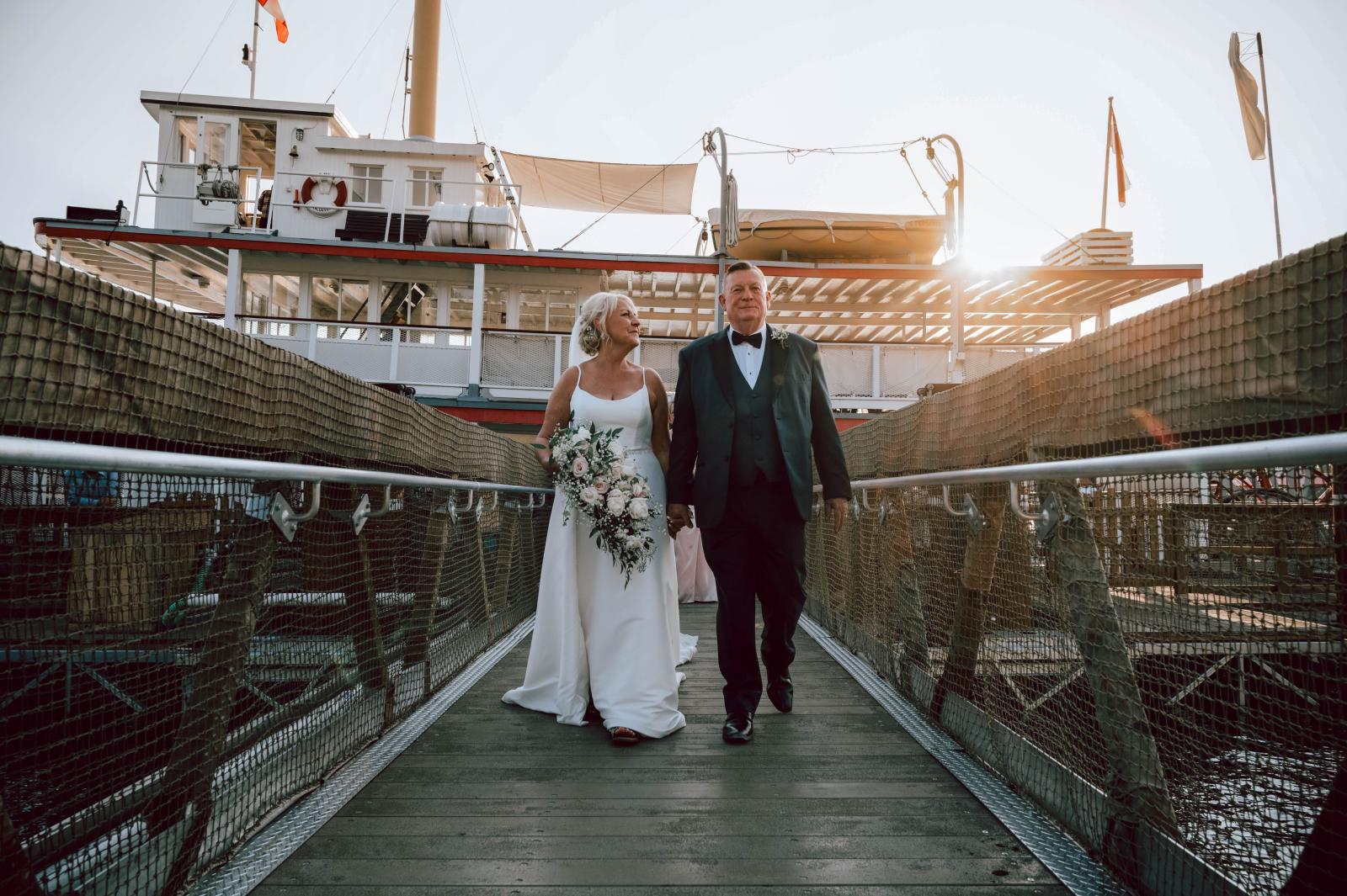 Wedding aboard the historic paddlewheeler at Glenmore Reservoir