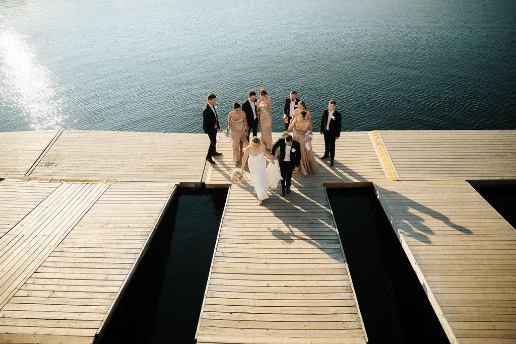 Wedding party on the docks of Mic Mac Boat Club