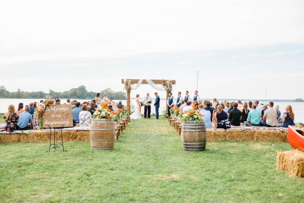Bright water front wedding ceremony, windsor, ontario
