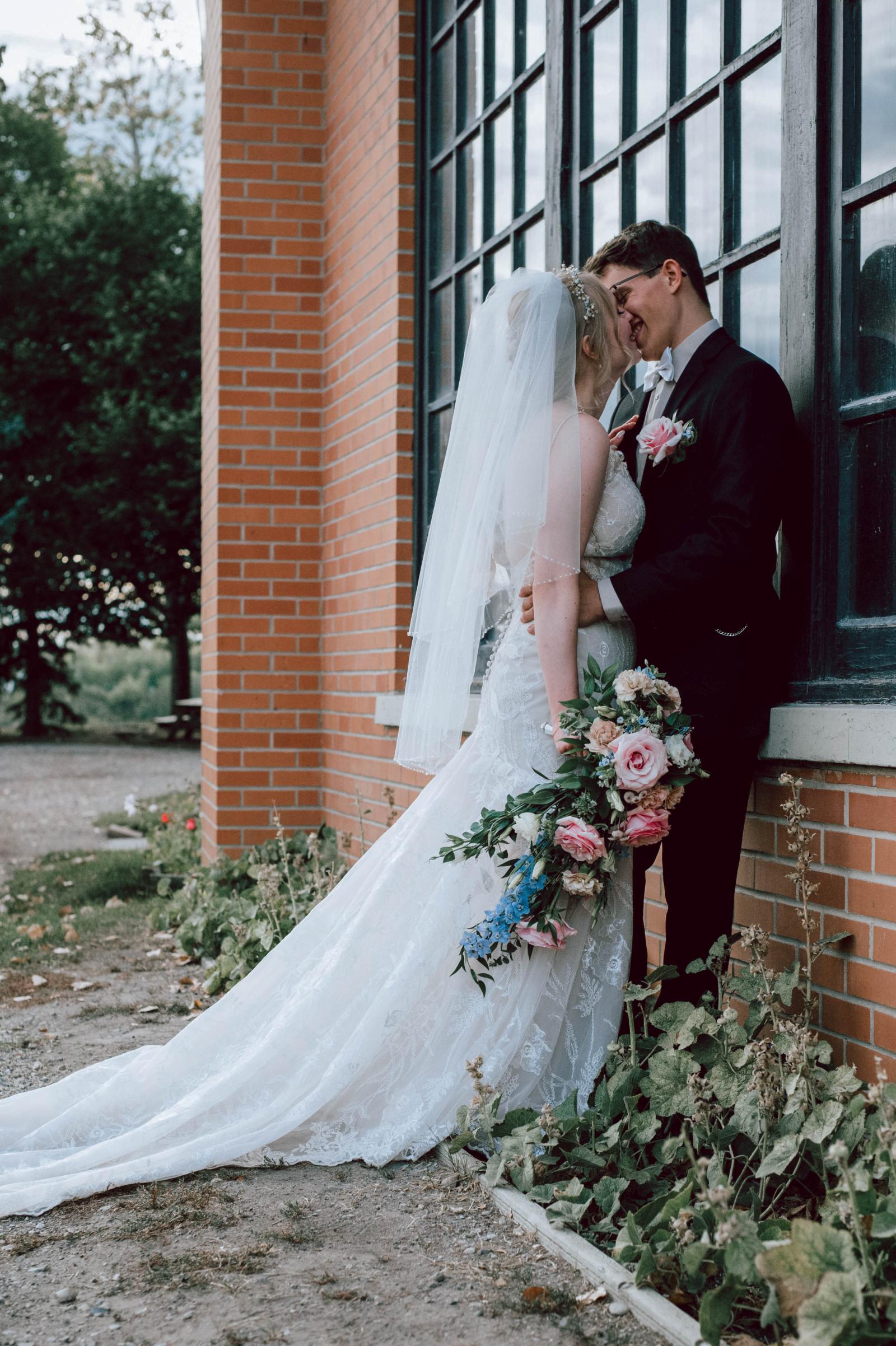 Wedding couple at Heritage Park, Calgary