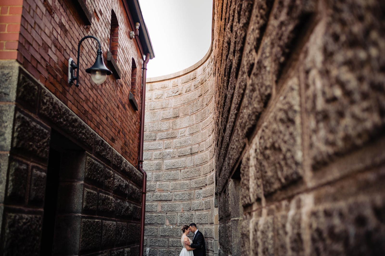 Bride and groom portrait at Citadel Hill, Halifax, Nova Scotia