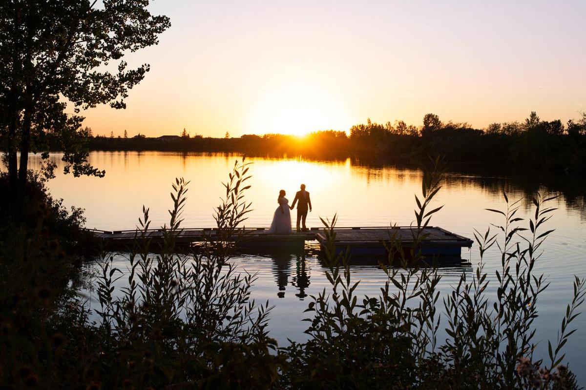 Silhouette of couple against a sunset