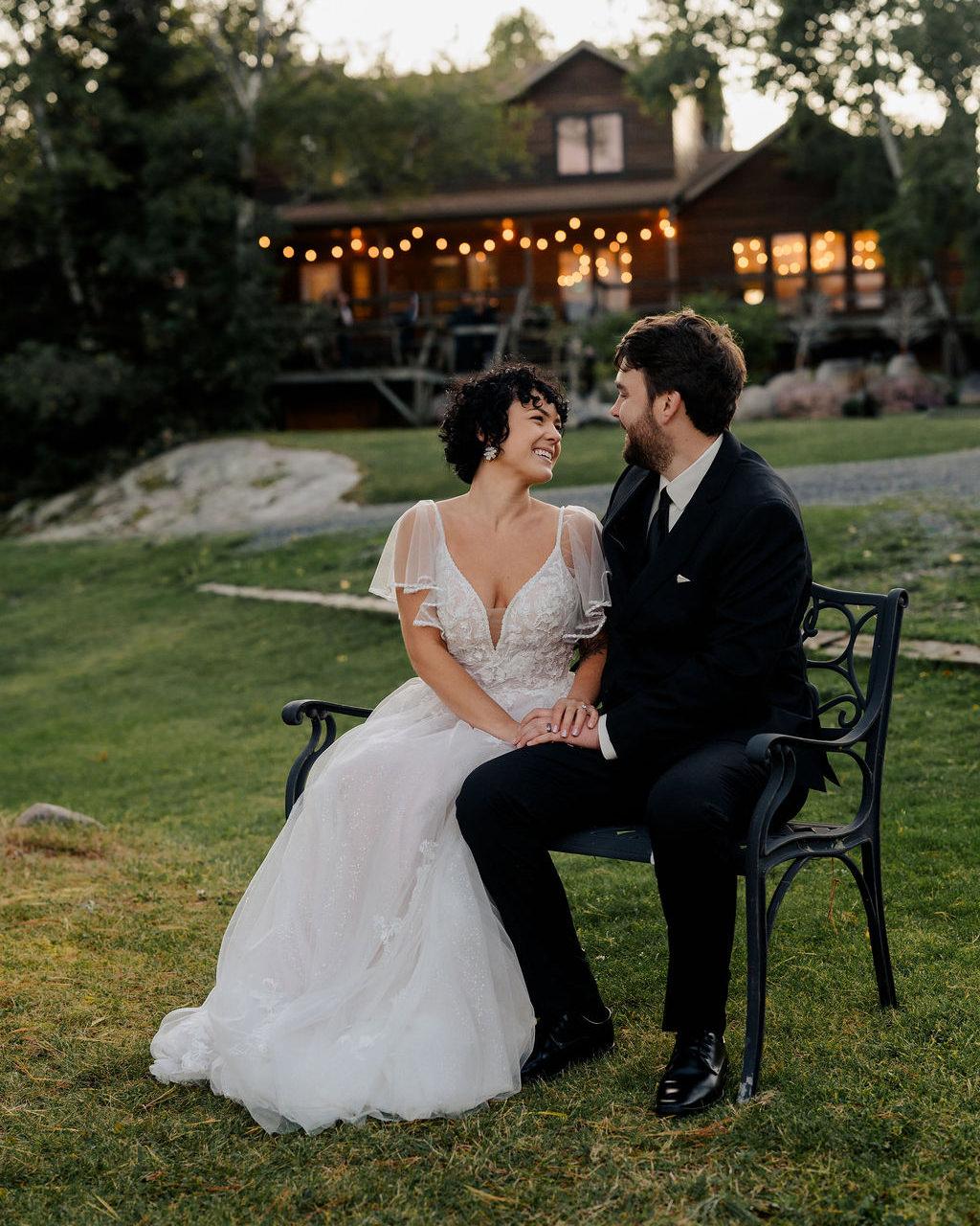 Bride and groom at Perch Bay Resorts, Kenora, Amanda Longe
