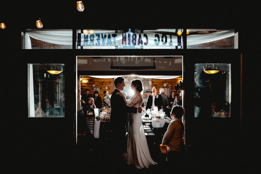 First dance inside the Log Cabin Tavern, Kenora, Black & Gold Photography
