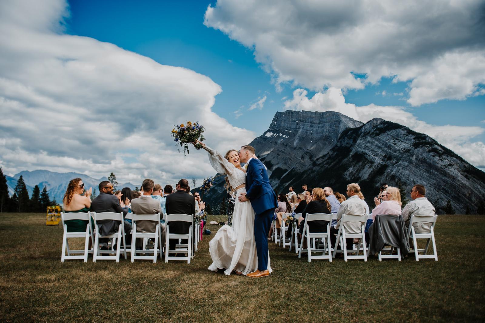 Emotional outdoor ceremony at Tunnel Mountain, Canmore by JRush Photography