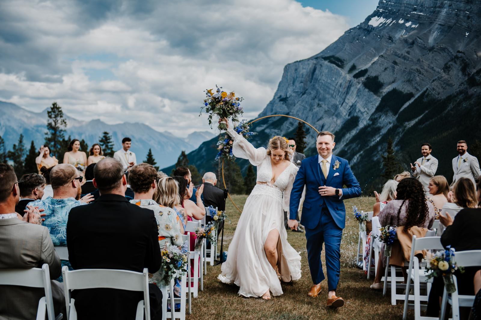 Emotional outdoor ceremony at Tunnel Mountain, Canmore by JRush Photography