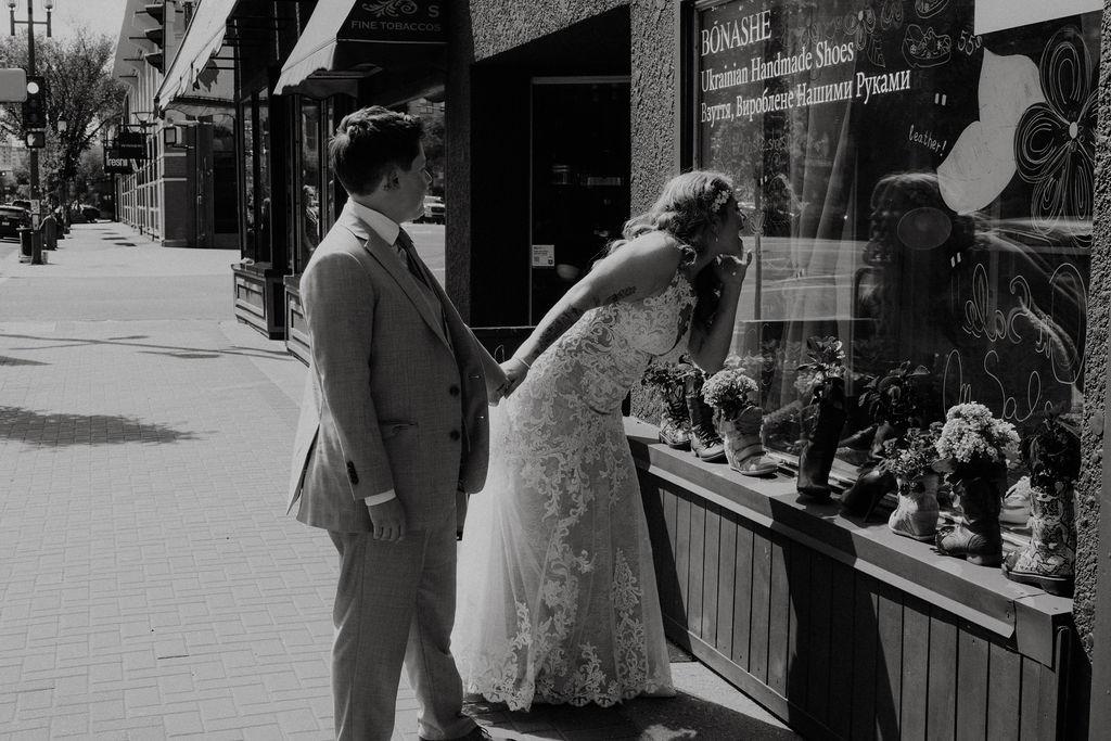 Pearls, Puns, and a Vintage Mercedes — Megan & Braelyn in Edmonton